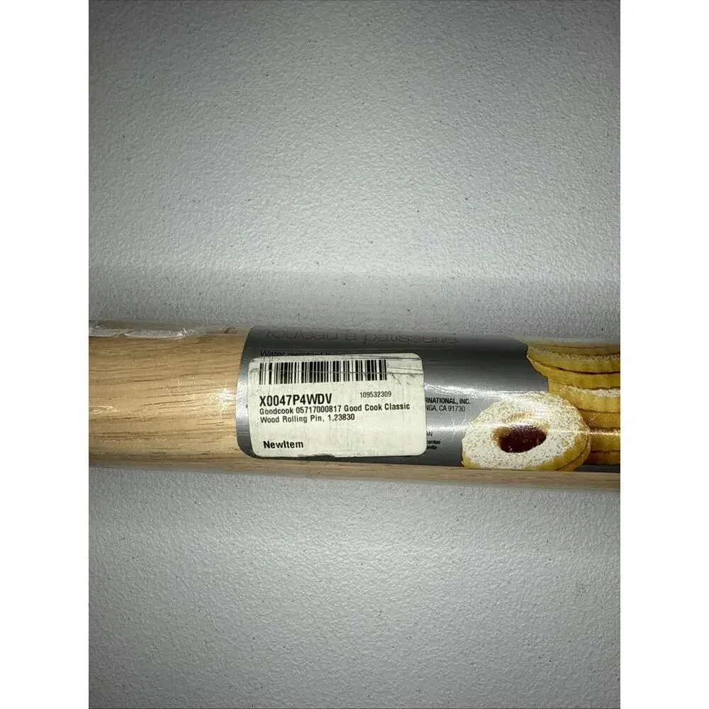 GoodCook Classic Wooden Rolling Pin with Easy Roll Bearings